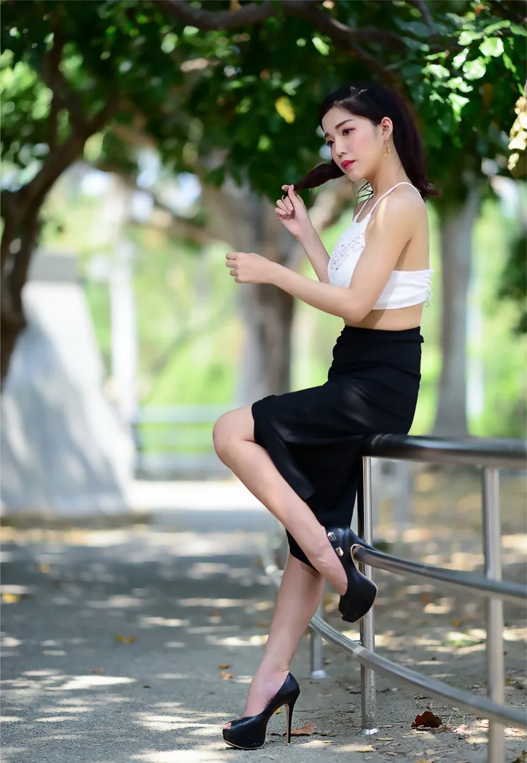 [Mzsock] NO.162 Sasha belly-baring high-cut long skirt with high heels and beautiful legs street photography#[105P]-29