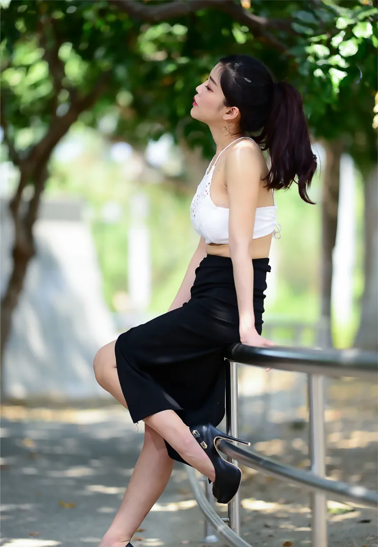 [Mzsock] NO.162 Sasha belly-baring high-cut long skirt with high heels and beautiful legs street photography#[105P]-35